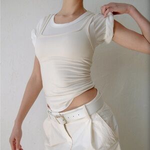 The Line by K Cream Short Sleeve Top